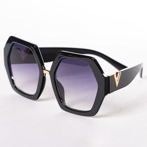 NEW Women's Luxury Stylish Modern Fashion Black/Gold Big Frame Sunglasses